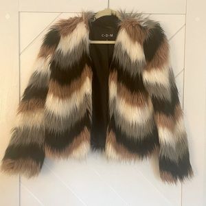 Women's Multicolor Faux Fur Jacket